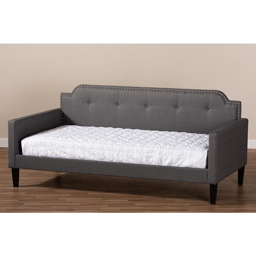 Packer Modern and Contemporary Grey Fabric Upholstered Twin Size Sofa Daybed. Picture 7