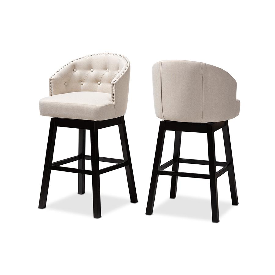 Wood Swivel Bar Stool Set of 2. Picture 1