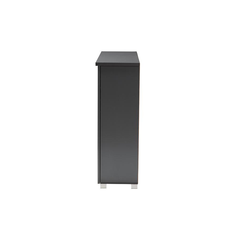 Baxton Studio Adalwin Modern and Contemporary Dark Gray 3-Door Wooden Entryway Shoe Storage Cabinet. Picture 5