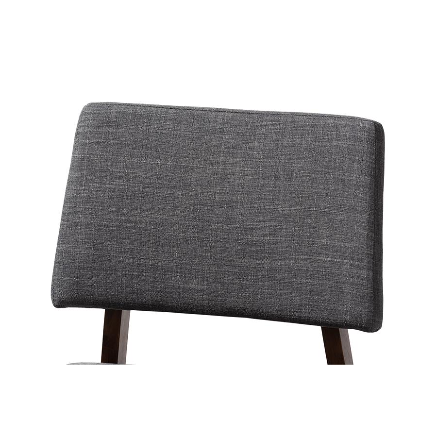 Dark Gray Fabric Upholstered and Walnut-Finished Wood Bar Stool Set of 2. Picture 4
