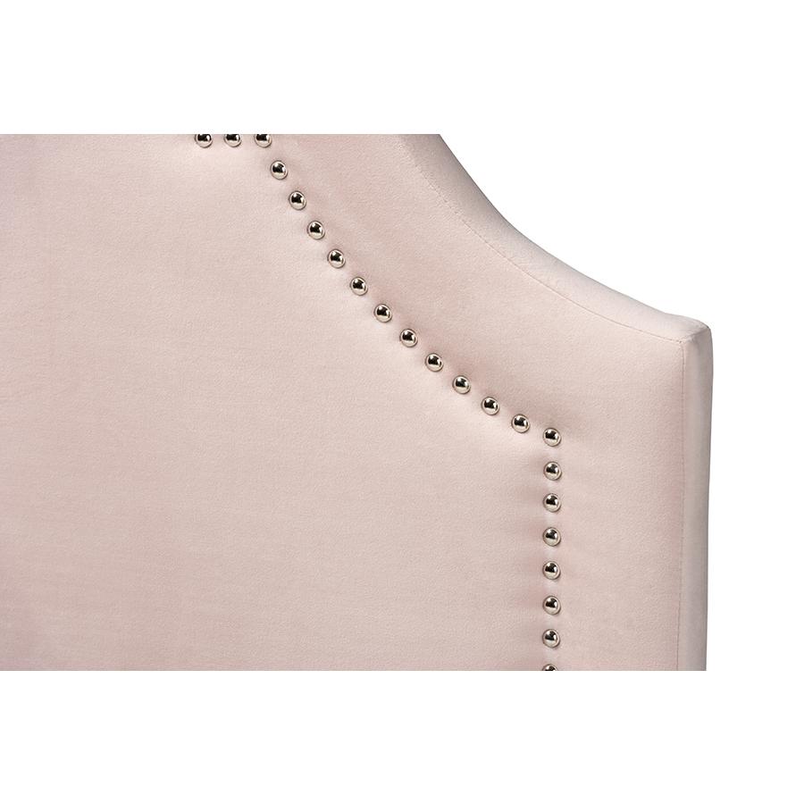 Light Pink Velvet Fabric Upholstered Twin Size Headboard. Picture 3