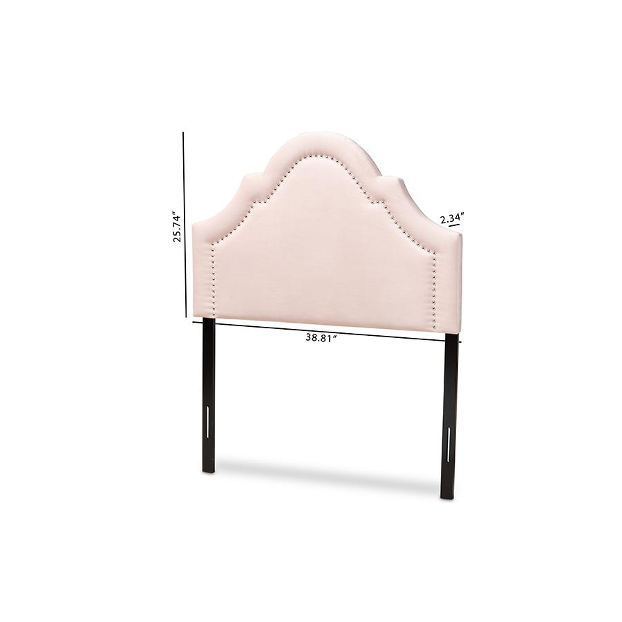 Light Pink Velvet Fabric Upholstered Twin Size Headboard. Picture 6