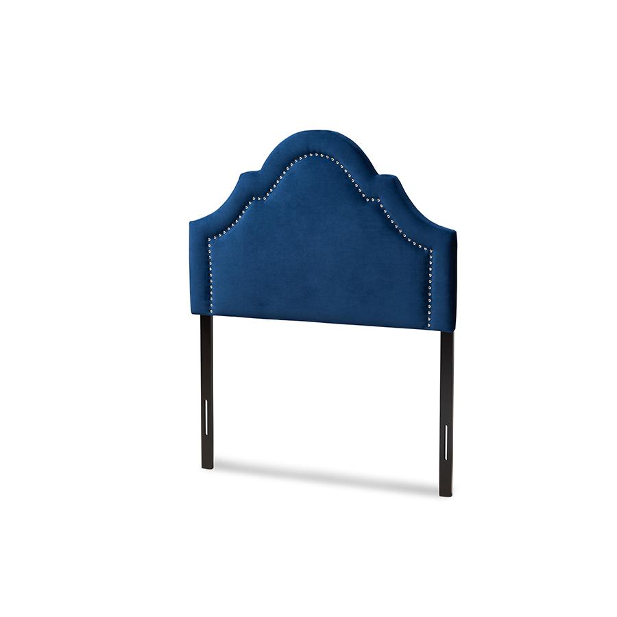 Baxton Studio Rita Modern and Contemporary Navy Blue Velvet Fabric Upholstered Twin Size Headboard. Picture 1