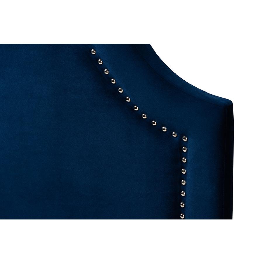 Baxton Studio Rita Modern and Contemporary Navy Blue Velvet Fabric Upholstered Twin Size Headboard. Picture 3