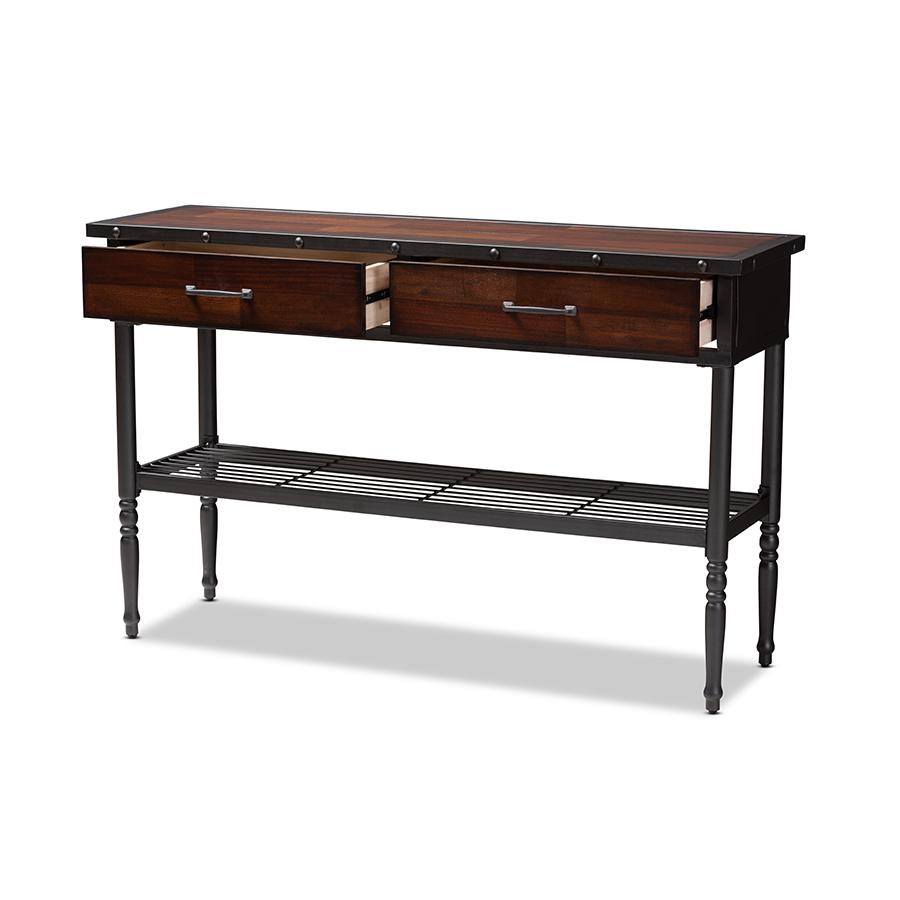 Jana Vintage Industrial Walnut-Finished Wood 2-Drawer Dining Room Server. Picture 2