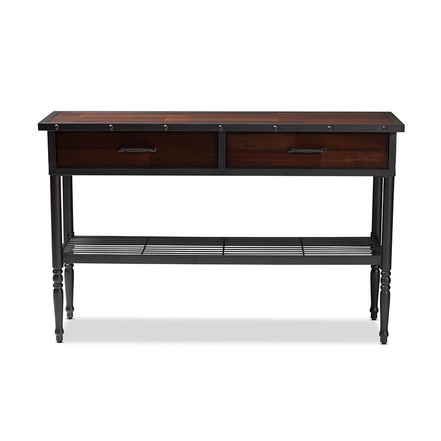 Jana Vintage Industrial Walnut-Finished Wood 2-Drawer Dining Room Server. Picture 3