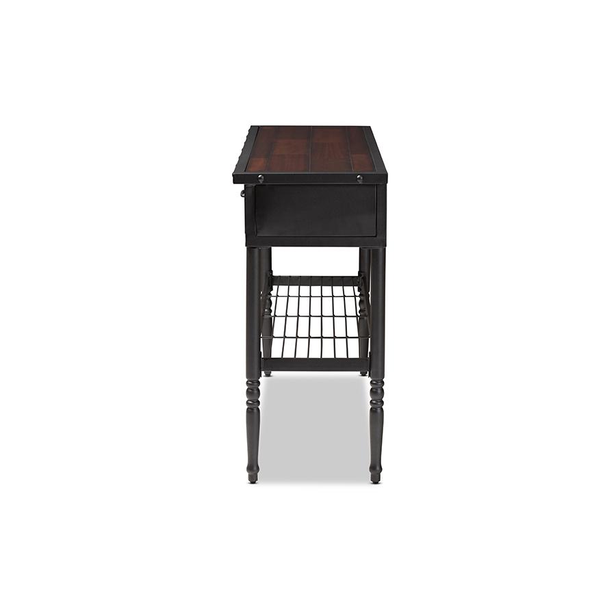 Jana Vintage Industrial Walnut-Finished Wood 2-Drawer Dining Room Server. Picture 4