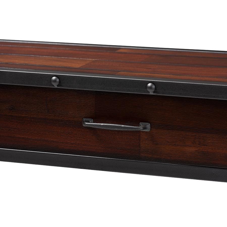 Jana Vintage Industrial Walnut-Finished Wood 2-Drawer Dining Room Server. Picture 6
