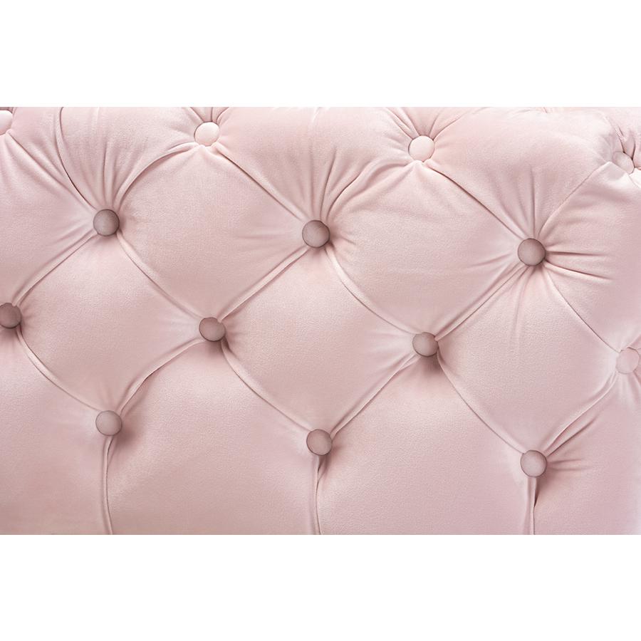 Gold Finished Button Tufted Bench Ottoman. Picture 4