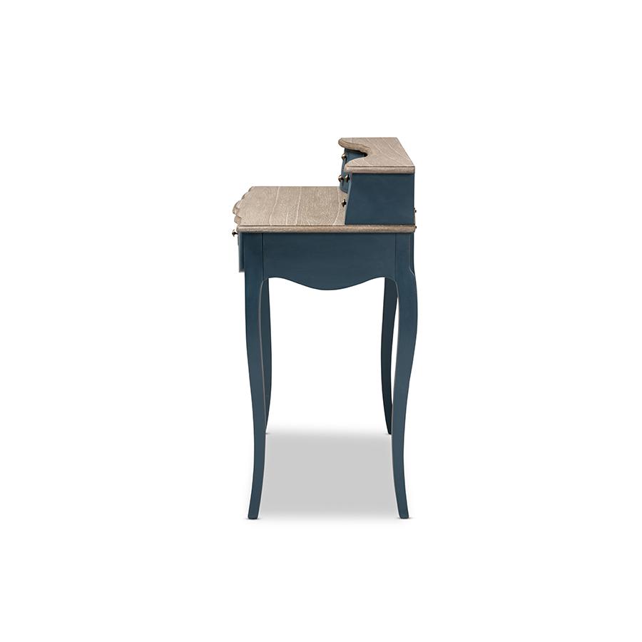 Celestine French Provincial Blue Spruce Finished Wood Accent Writing Desk. Picture 4