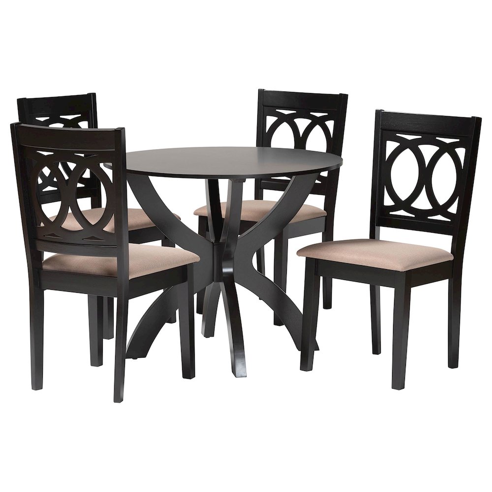 Rita Modern Sand Dark Brown Finished Wood 5-Piece Dining Set. Picture 1