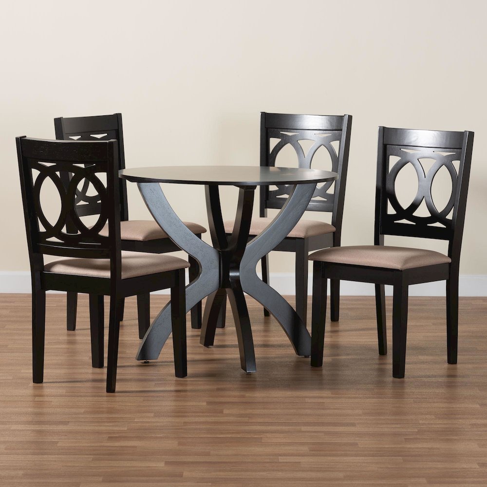 Rita Modern Sand Dark Brown Finished Wood 5-Piece Dining Set. Picture 9