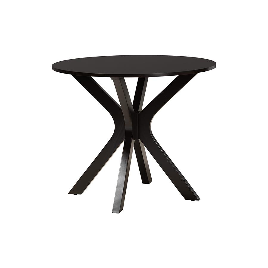 Norah Modern Sand Fabric and Dark Brown Finished Wood 5-Piece Dining Set. Picture 3