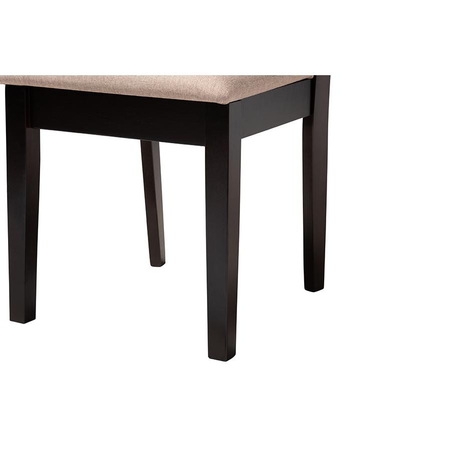 Elise Modern Sand Fabric and Dark Brown Finished Wood 5-Piece Dining Set. Picture 6