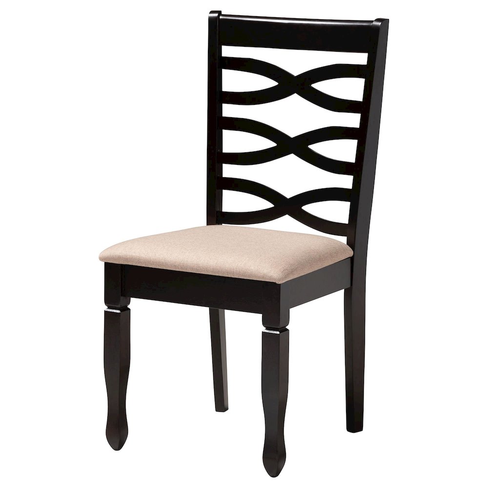 Aspen Modern Sand Fabric and Dark Brown Finished Wood 5-Piece Dining Set. Picture 2