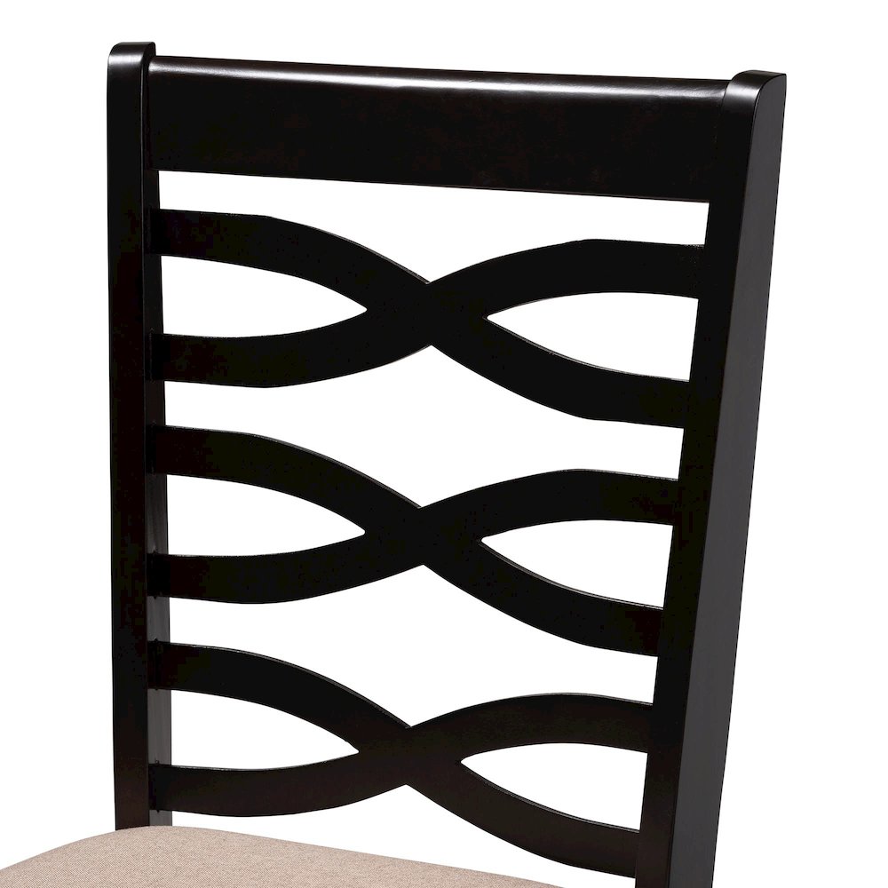 Aspen Modern Sand Fabric and Dark Brown Finished Wood 5-Piece Dining Set. Picture 5