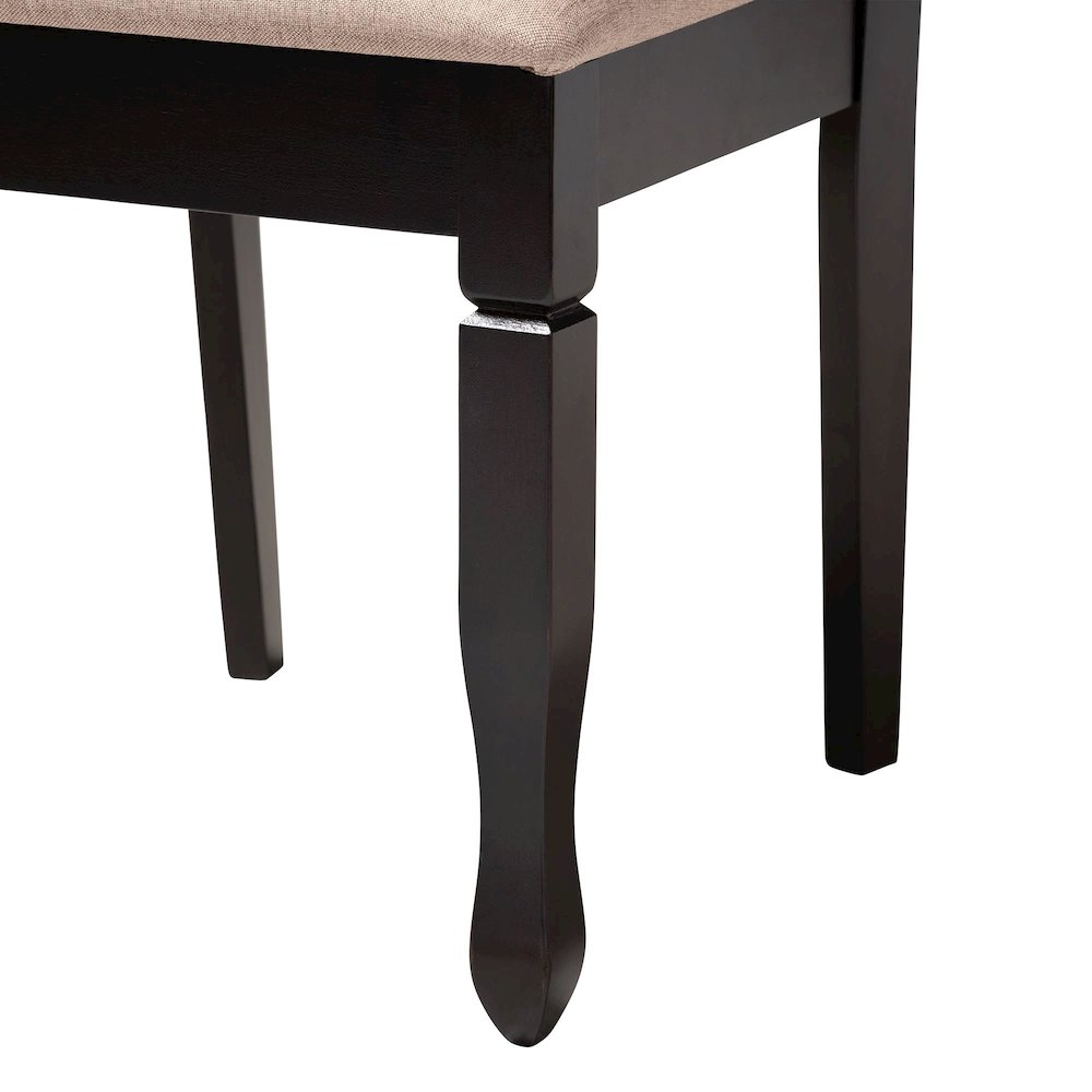 Aspen Modern Sand Fabric and Dark Brown Finished Wood 5-Piece Dining Set. Picture 6