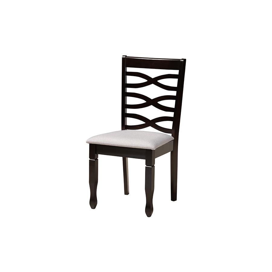 Mila Modern Grey Fabric and Dark Brown Finished Wood 5-Piece Dining Set. Picture 2