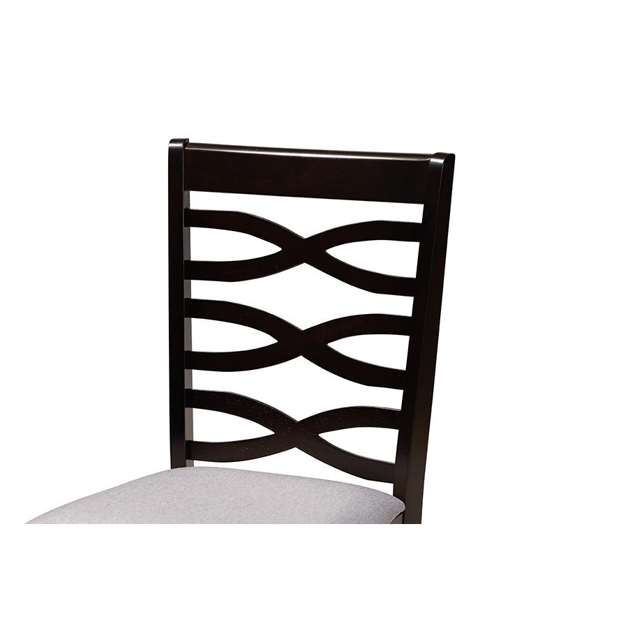 Mila Modern Grey Fabric and Dark Brown Finished Wood 5-Piece Dining Set. Picture 5