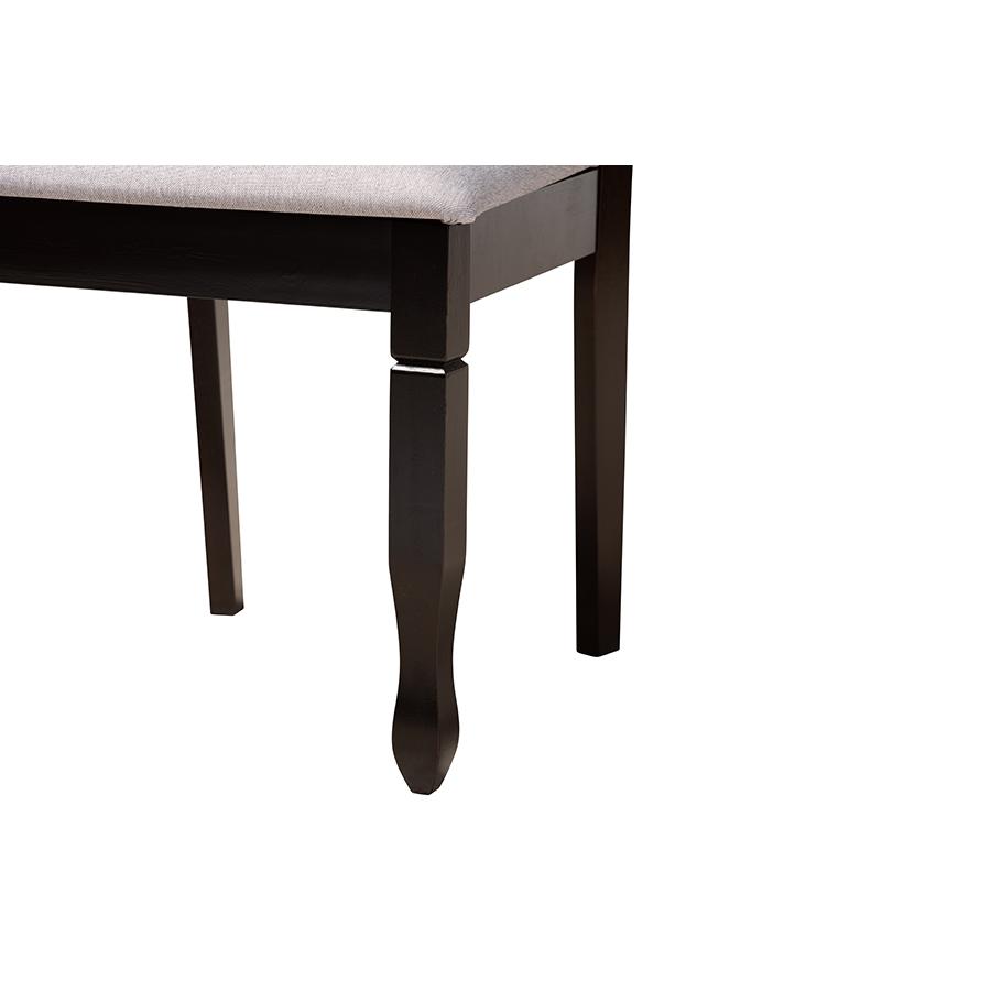 Mila Modern Grey Fabric and Dark Brown Finished Wood 5-Piece Dining Set. Picture 6