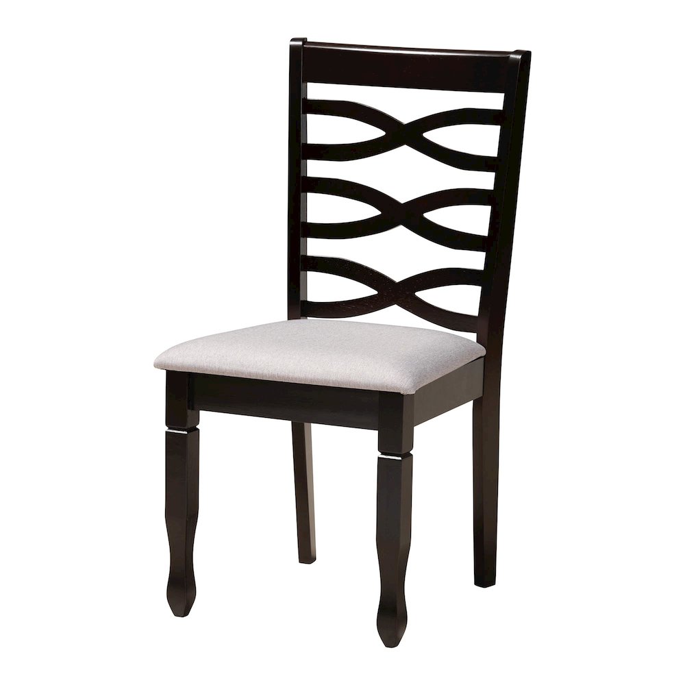 Aspen Modern Grey Fabric and Dark Brown Finished Wood 5-Piece Dining Set. Picture 2