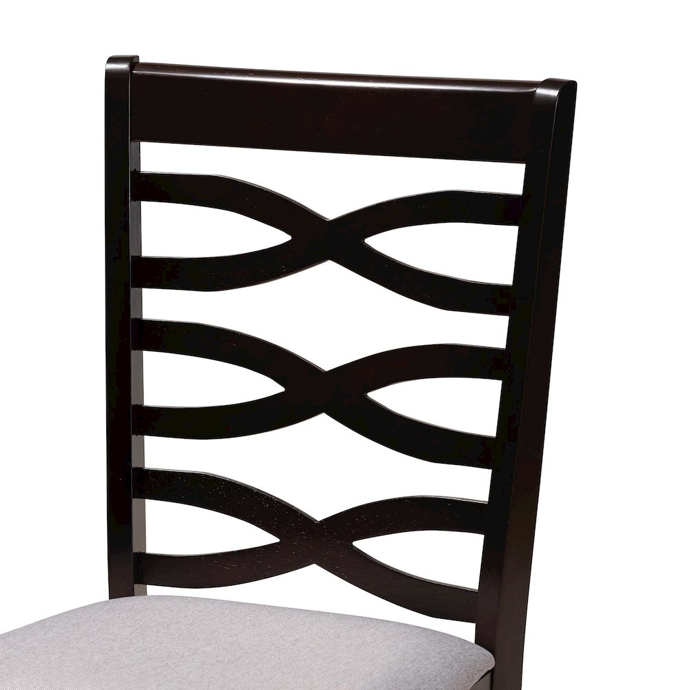 Aspen Modern Grey Fabric and Dark Brown Finished Wood 5-Piece Dining Set. Picture 5