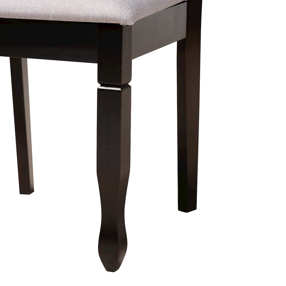 Aspen Modern Grey Fabric and Dark Brown Finished Wood 5-Piece Dining Set. Picture 6