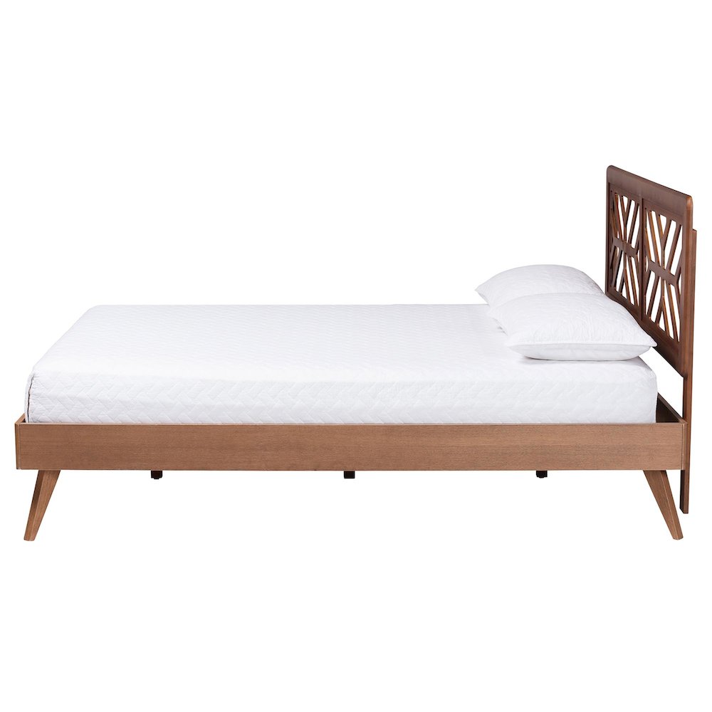 Kirabo Platform Bed - Mid-Century Modern Bed with Cutout Headboard, Queen. Picture 2