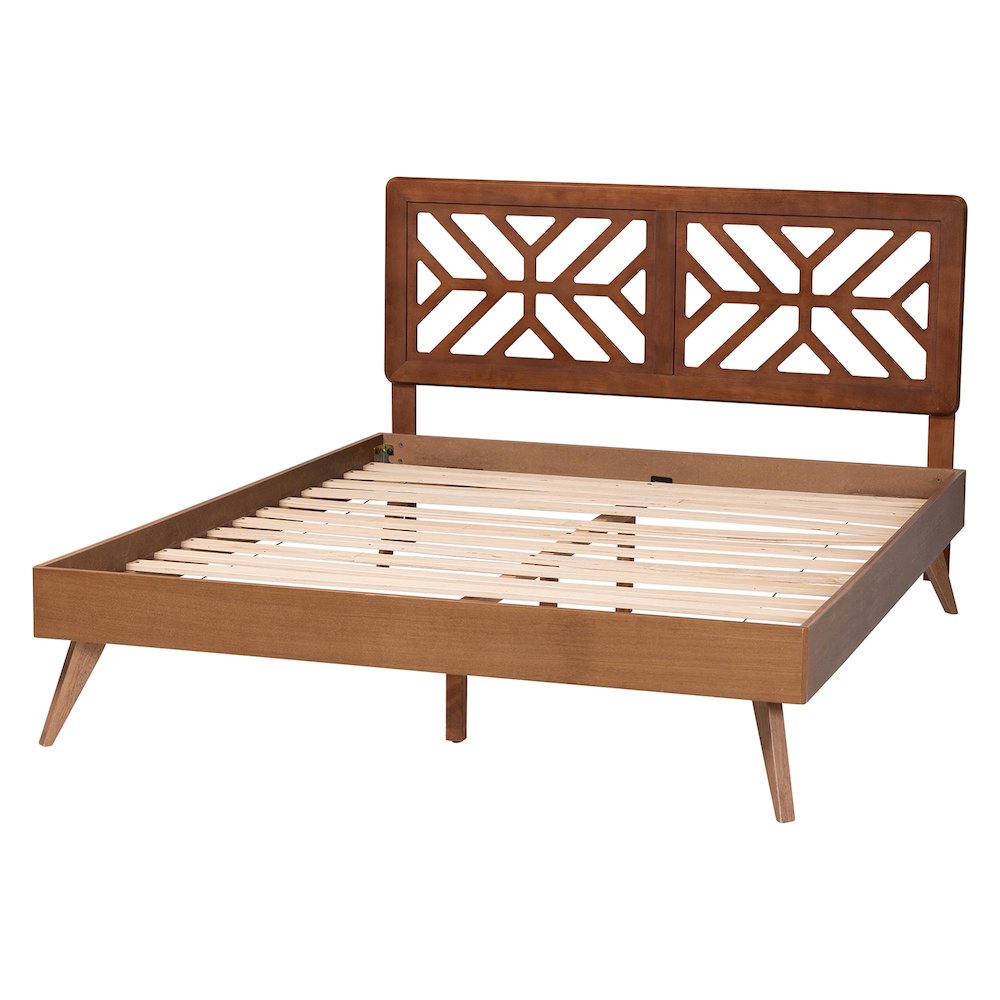 Kirabo Platform Bed - Mid-Century Modern Bed with Cutout Headboard, Queen. Picture 3