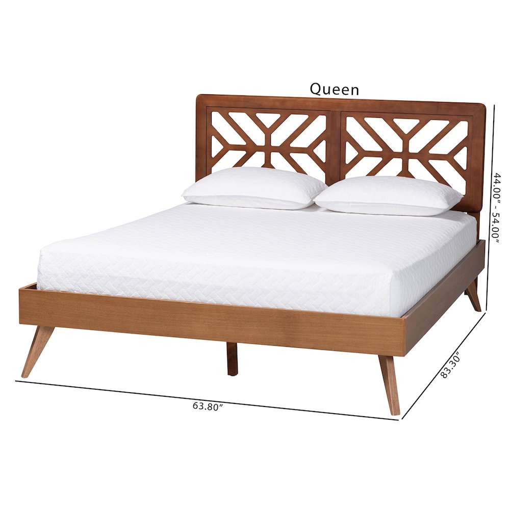 Kirabo Platform Bed - Mid-Century Modern Bed with Cutout Headboard, Queen. Picture 7