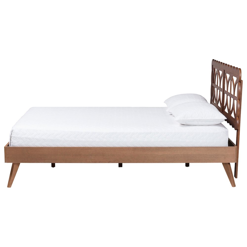 Shukura Platform Bed - Mid-Century Modern Bed with Lasercut Headboard, Queen. Picture 2