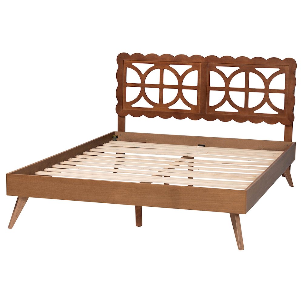Shukura Platform Bed - Mid-Century Modern Bed with Lasercut Headboard, Queen. Picture 3
