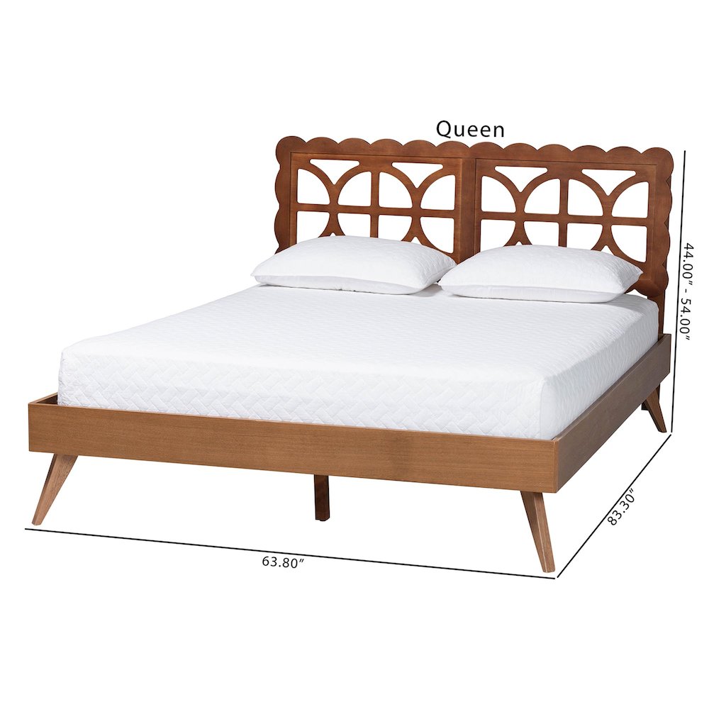 Shukura Platform Bed - Mid-Century Modern Bed with Lasercut Headboard, Queen. Picture 7