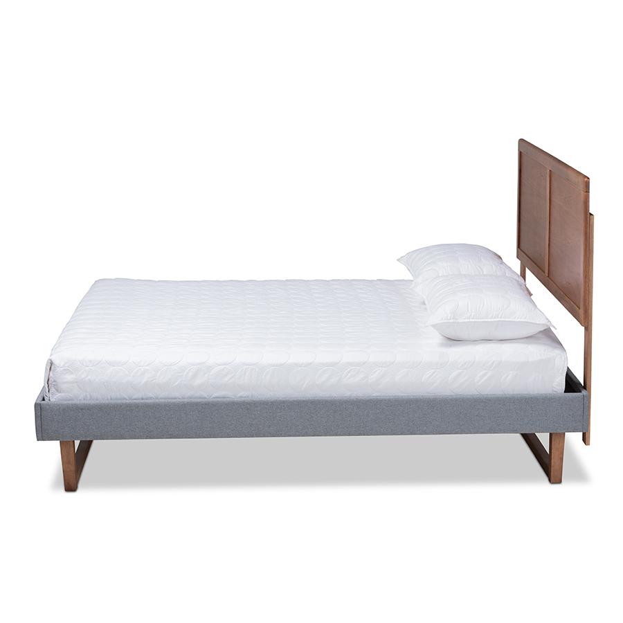 Ash Walnut Brown Finished Wood Full Size Platform Bed. Picture 2