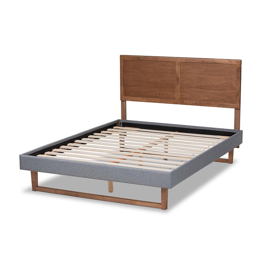 Ash Walnut Brown Finished Wood Full Size Platform Bed. Picture 3