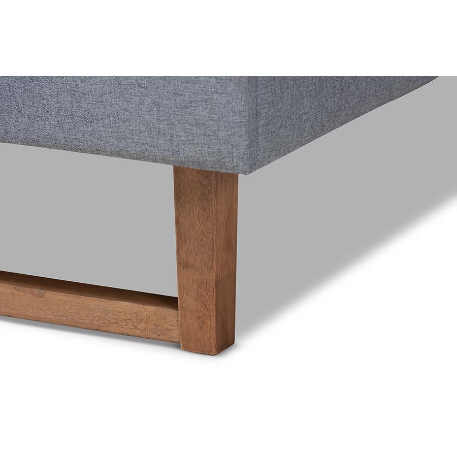 Ash Walnut Brown Finished Wood Full Size Platform Bed. Picture 5