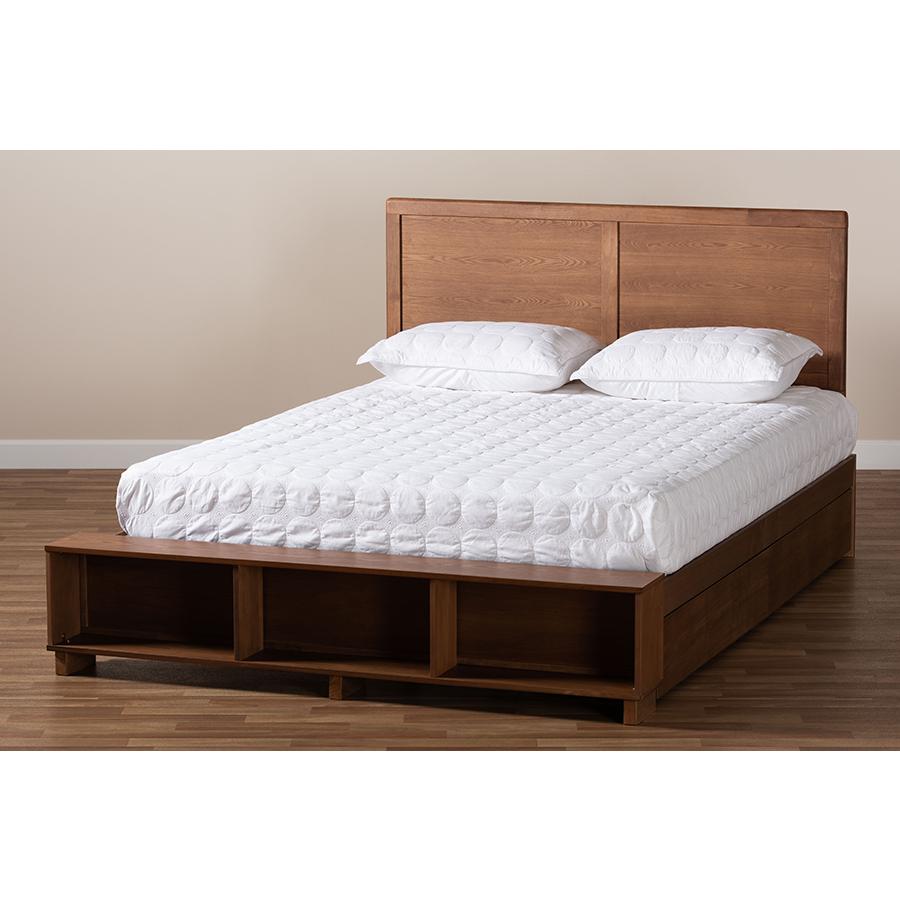 Wood Full Size 4-Drawer Platform Storage Bed with Built-In Shelves. Picture 11