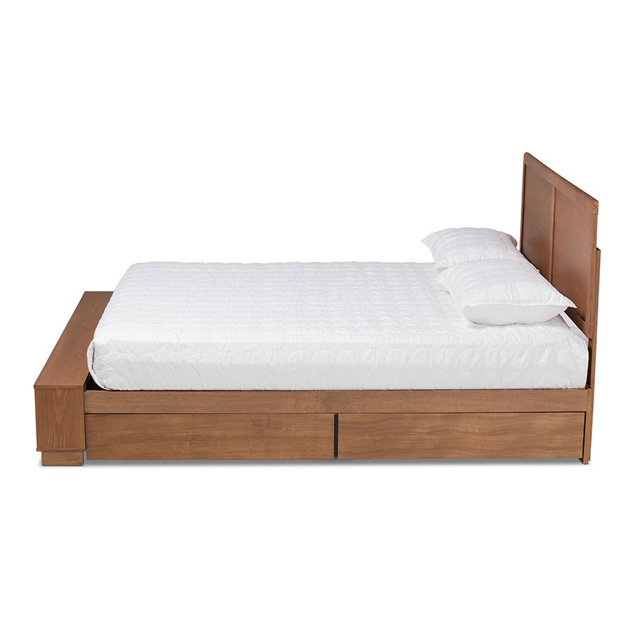 Wood Full Size 4-Drawer Platform Storage Bed with Built-In Shelves. Picture 3