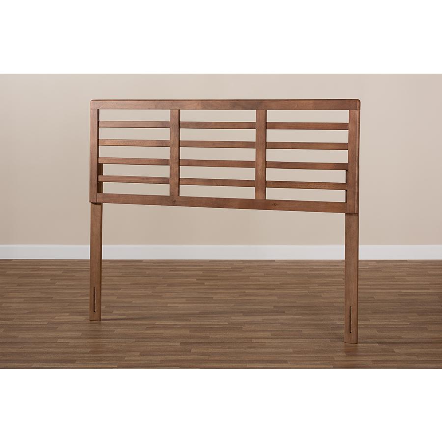 Baxton Studio Salome Mid-Century Modern Walnut Brown Finished Wood Full Size Open Slat Headboard. Picture 5