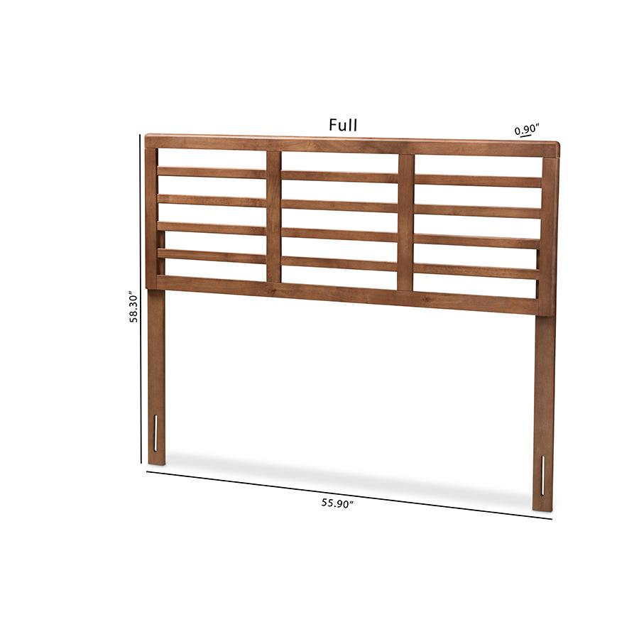 Baxton Studio Salome Mid-Century Modern Walnut Brown Finished Wood Full Size Open Slat Headboard. Picture 6