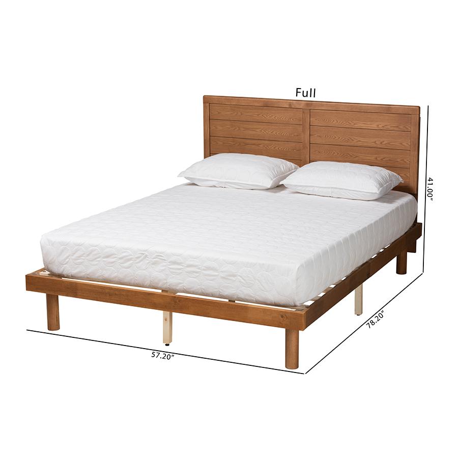 Daina Mid-Century Modern Ash Walnut Finished Wood Full Size Platform Bed. Picture 9