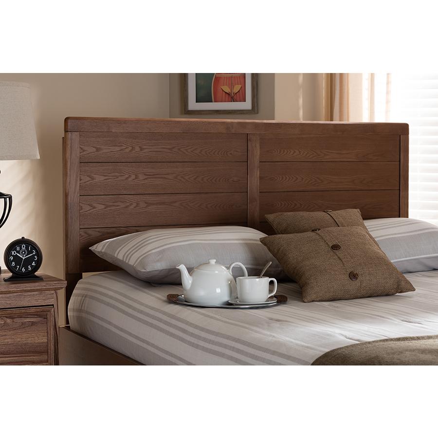 Baxton Studio Seren Mid-Century Modern Walnut Brown Finished Wood Full Size Headboard. Picture 4