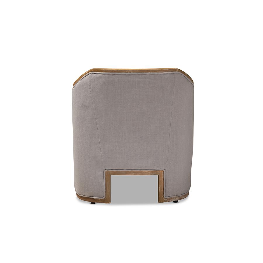 Whitewashed Oak Wood Armchair with Metal Accents. Picture 4