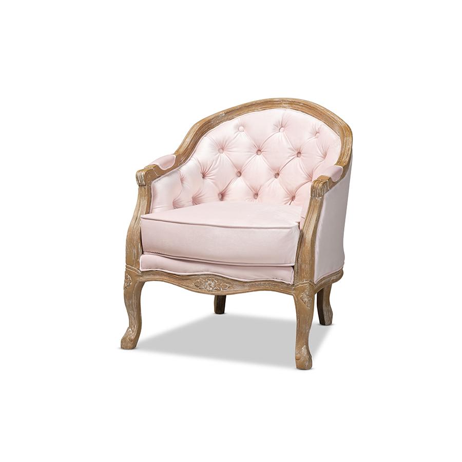 White-Washed Oak Wood Armchair. Picture 1