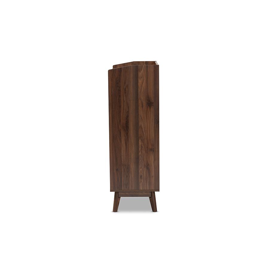 Lena Mid-Century Modern Walnut Brown Finished 5-Drawer Wood Chest. Picture 4