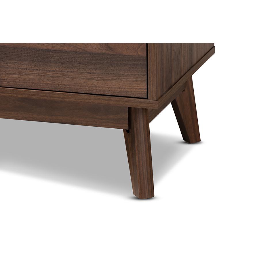 Lena Mid-Century Modern Walnut Brown Finished 5-Drawer Wood Chest. Picture 6