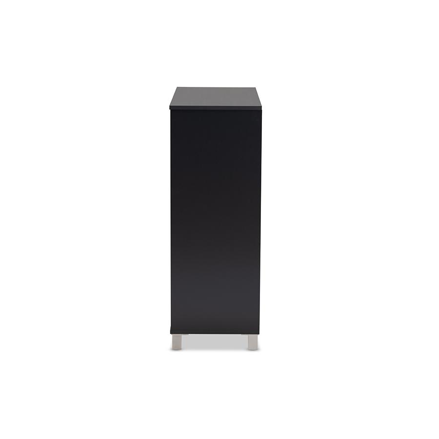 Baxton Studio Shirley Modern and Contemporary Dark Grey Finished 2-Door Wood Shoe Storage Cabinet with Open Shelves. Picture 5