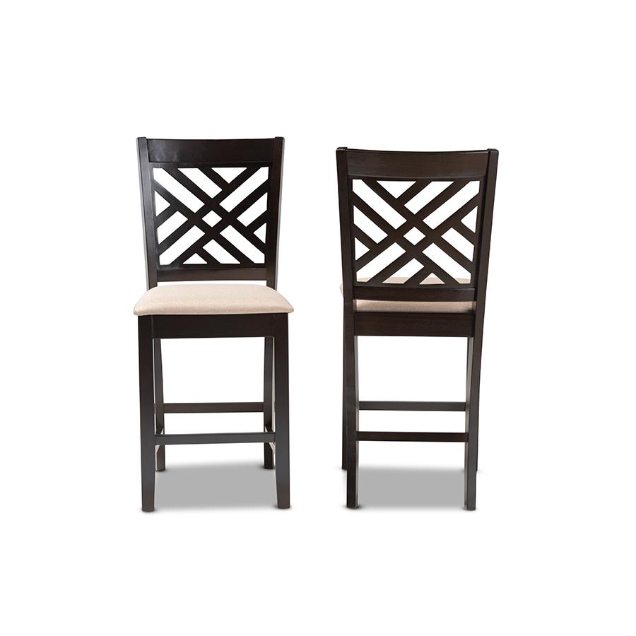 Espresso Brown Finished Wood Counter Height 2-Piece Pub Chair Set. Picture 2