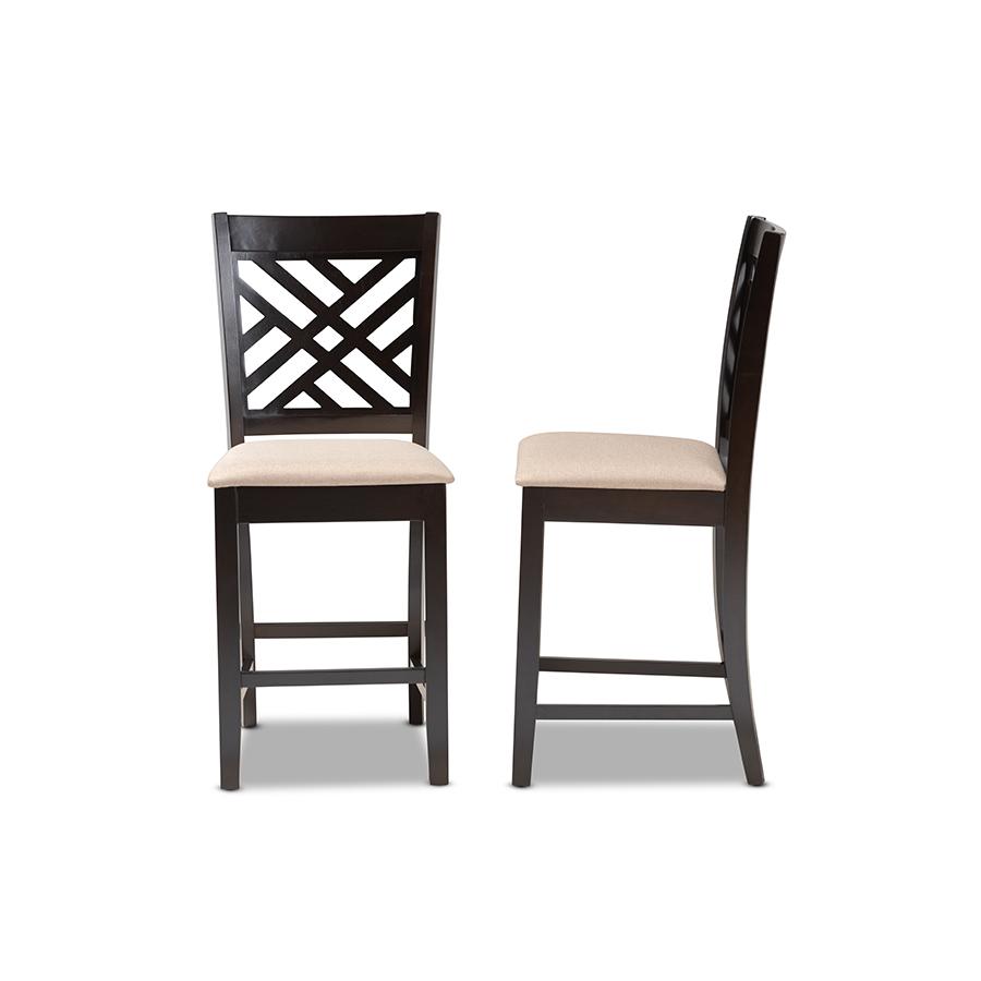 Espresso Brown Finished Wood Counter Height 2-Piece Pub Chair Set. Picture 3