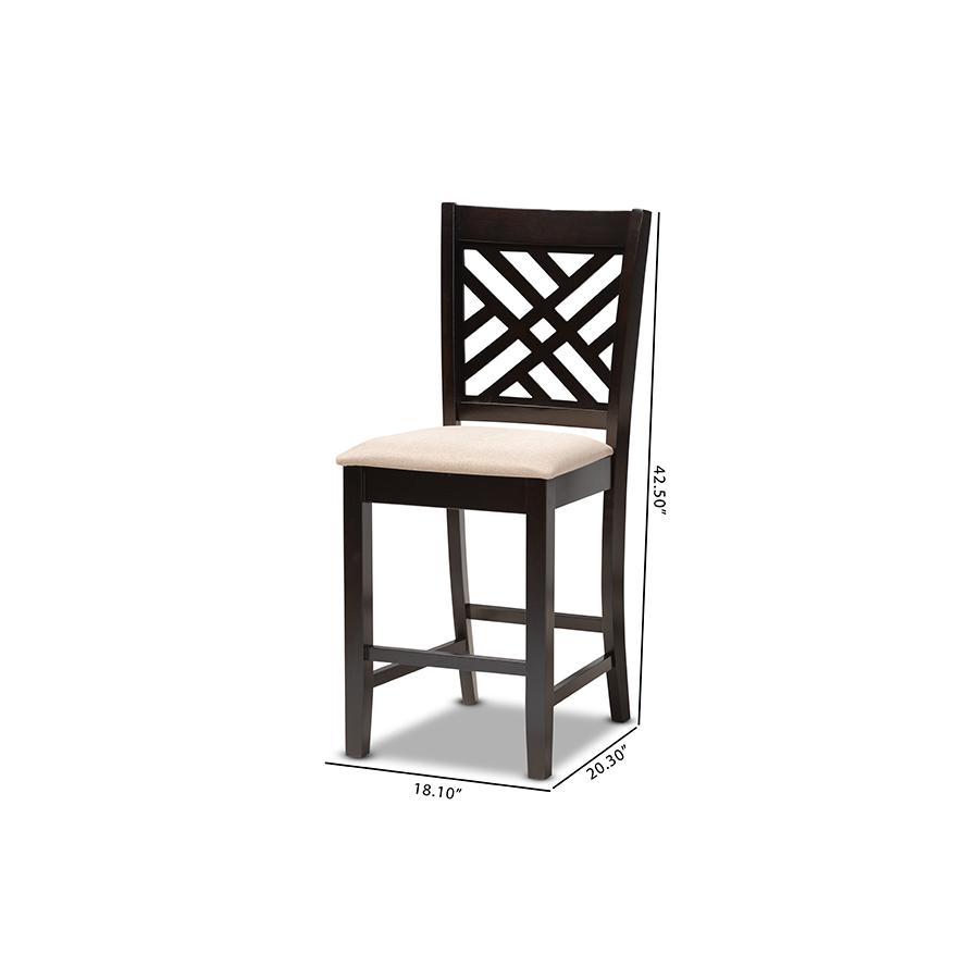 Espresso Brown Finished Wood Counter Height 2-Piece Pub Chair Set. Picture 7